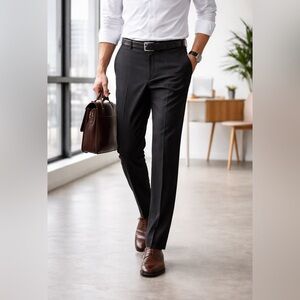 Perry Ellis Portfolio Black Dress Pants Mens 34x32 Stretch Classic Office Slacks